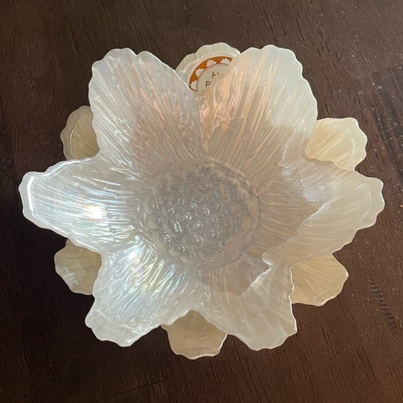 New 2 Dish Set Akcam Flower Pearl Glass Bowls 6”x2” Hand Painted in Turkey - Picture 6 of 10